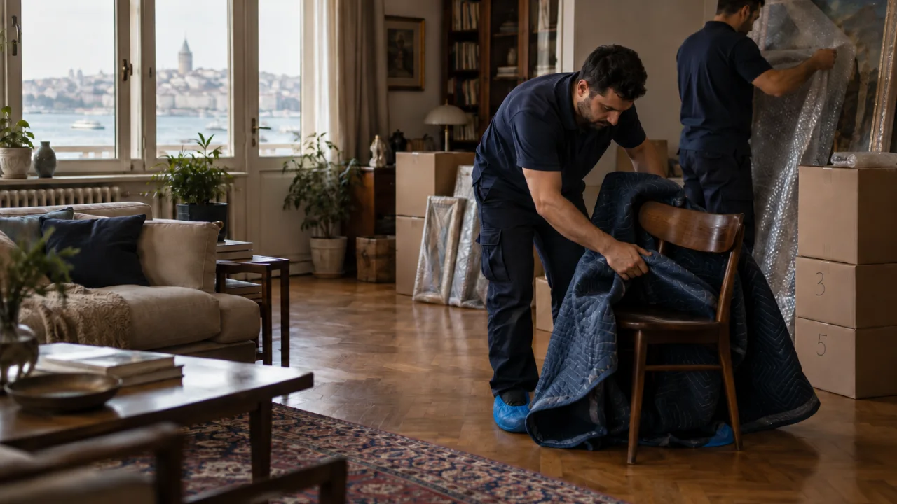Göztepe Nakliyat ekibi ev eşyasını paketlerken